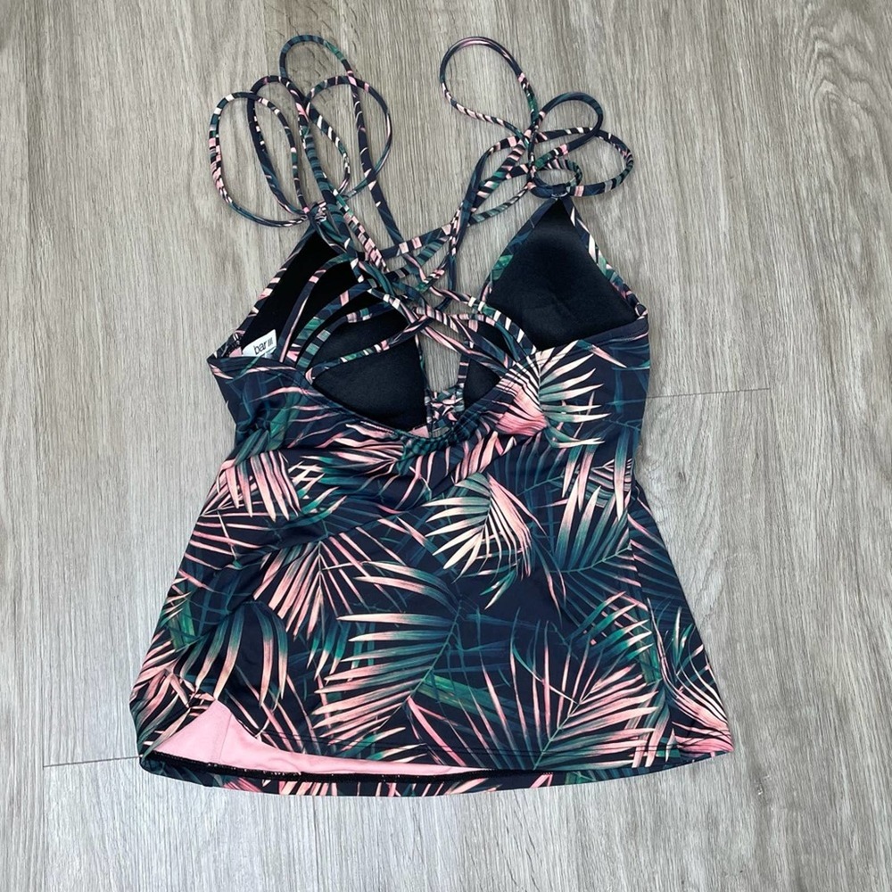 Bar III Women's V-Neck Strappy Woven Cross Back Bali Nights Tankini Swim Top - Picture 4 of 4